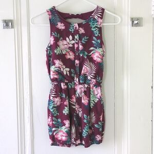 Abercrombie sleeveless maroon jumper with tropical print size 11/12